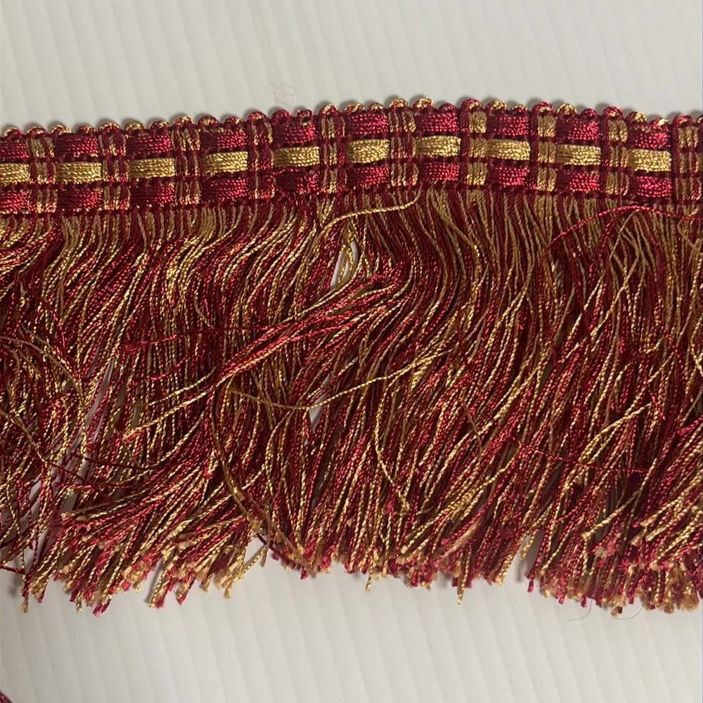 Vintage 1980s Upholstery Fringe Trim Lot Luxury Burgundy Gold Passamenterie DIY
